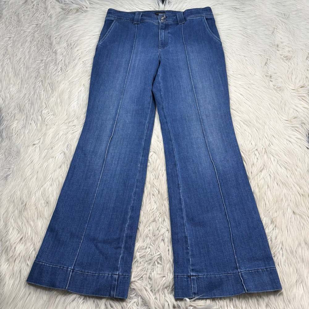Talbots Women's 12 Medium Wash High Rise Flare Jeans Retro Seam Front